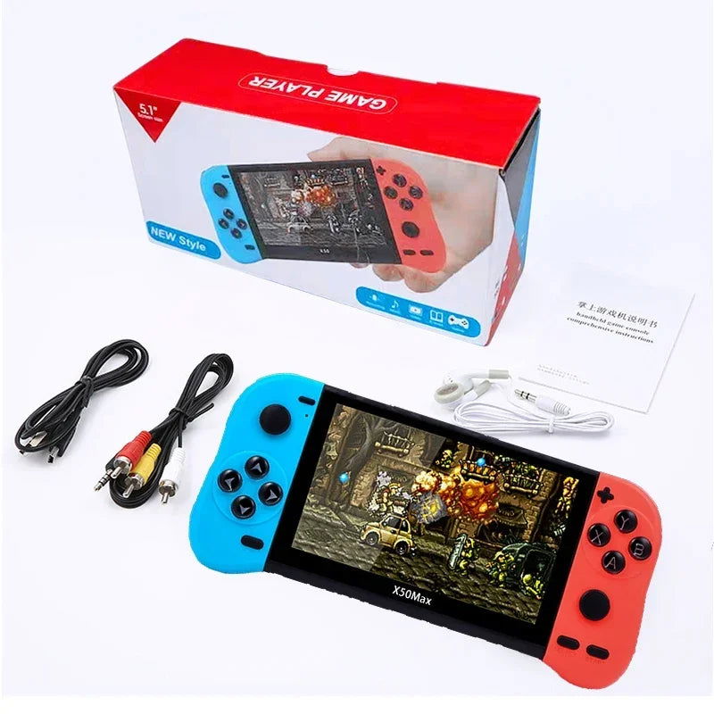 Experience Classic Retro Gaming Anywhere X50 MAX Portable Gaming Console 5.1" HD Screen 30000+ Games Birthday Gift For Children - Slobuy