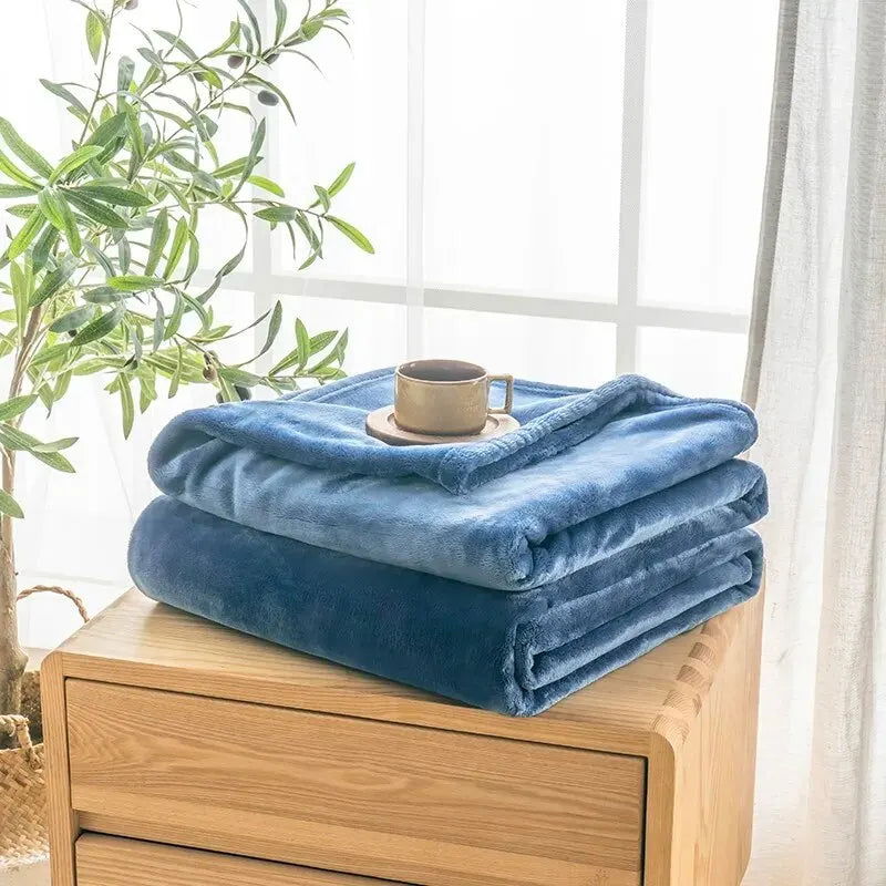 Extra Soft Flannel Blanket Thickened Nap Air Conditioning Blanket - Slobuy