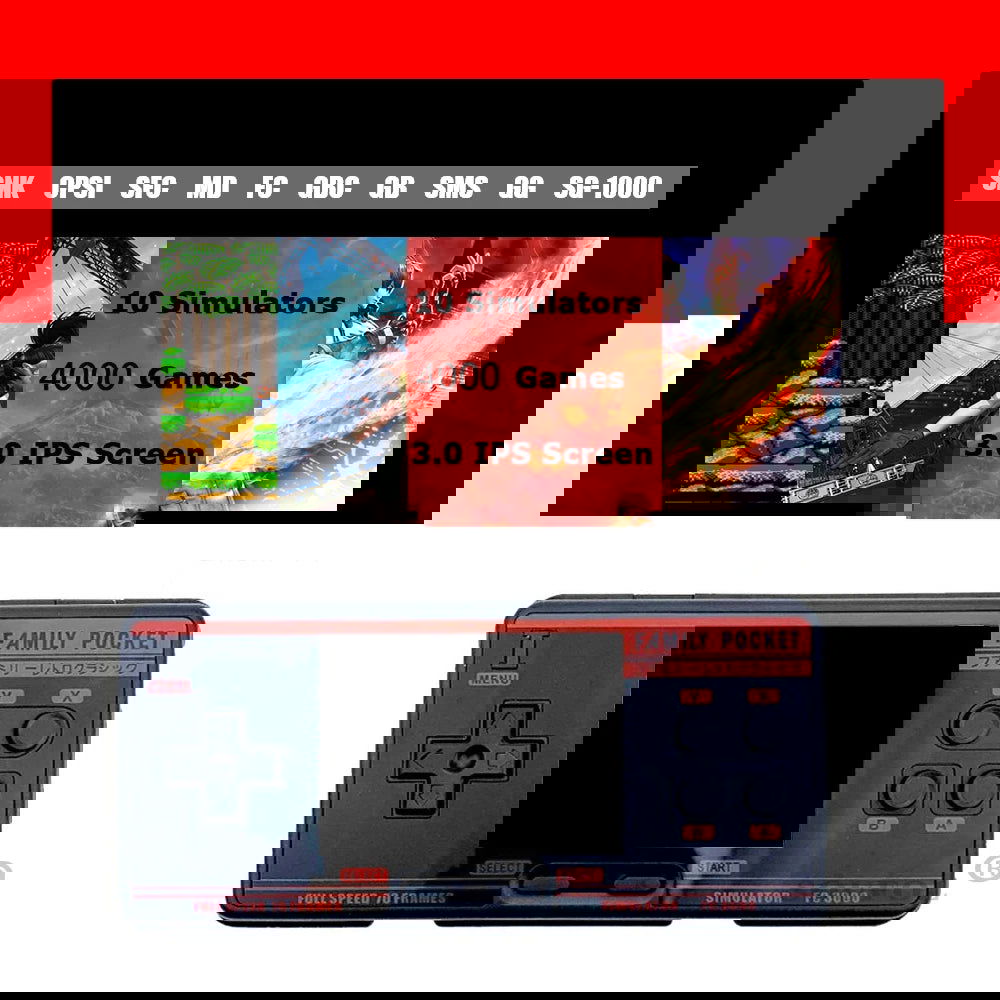 FC3000 V2 Classic Handheld Gaming Console 3.0 Inch IPS Screen Built in 4000+ Games 10 Simulator Children Video Game Console - Slobuy