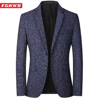 FGKKS 2023 Spring Autumn Blazers Men Fashion Slim Casual Business Handsome Suits Brand Men's Blazers Tops - Slobuy