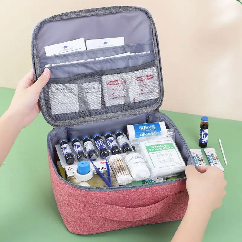 Family First Aid Kit Portable Outdoor Travel Storage Bag Household Large Capacity Layered Medicine Storage Bag - Slobuy