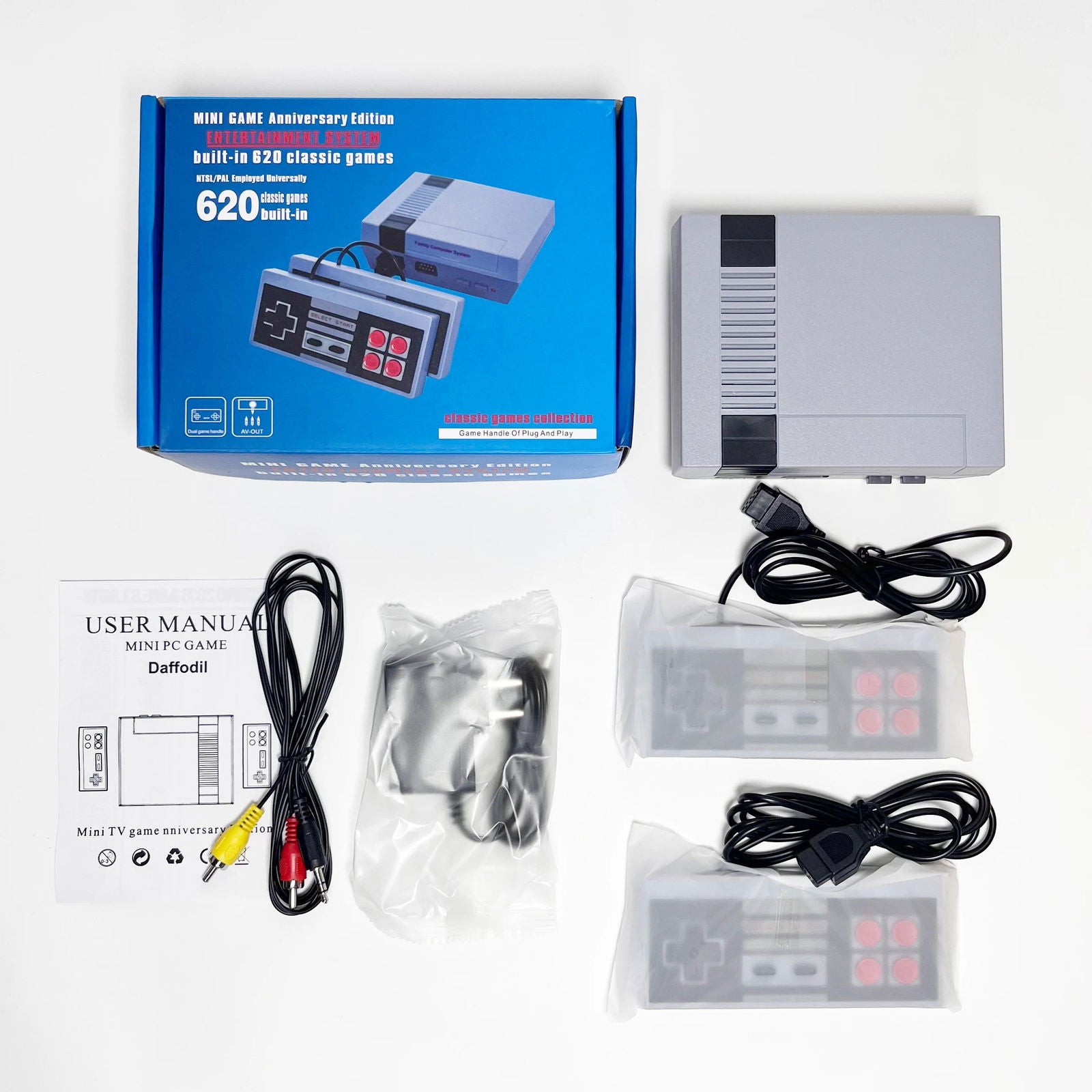 Family Recreation Video Game Console Mini TV Handheld AV Output Retro Built-in 620 Classic Games Dual Gamepad Gaming Player - Slobuy