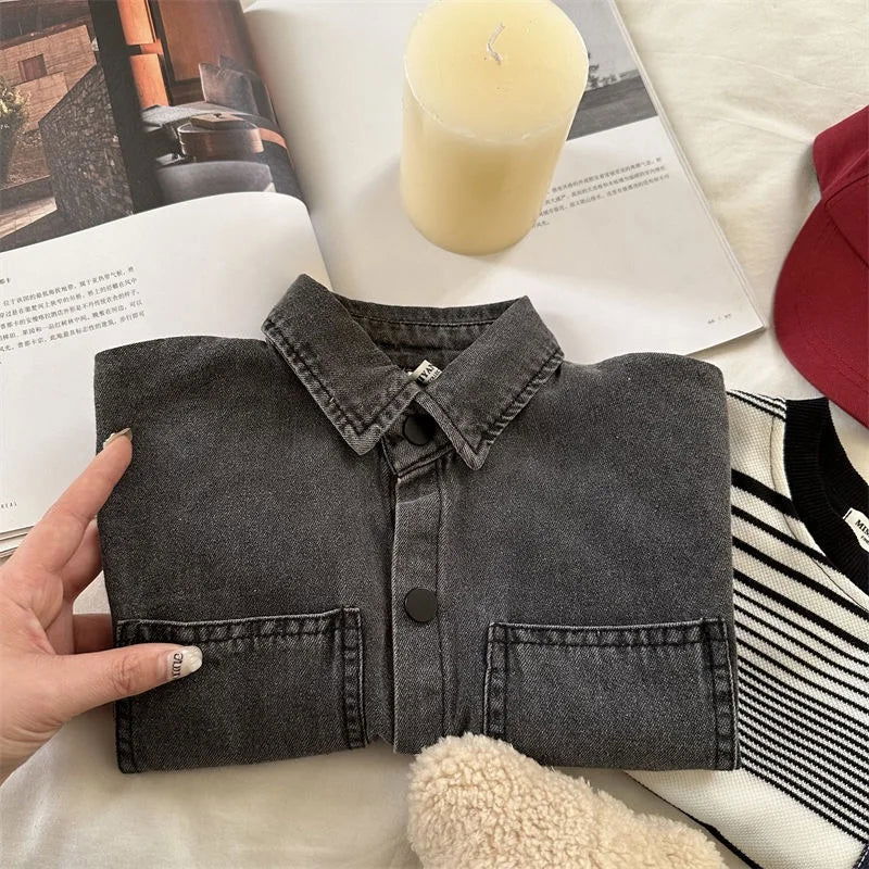 Fashion Baby Girl Boy Jean Shirt Jacket Infant Toddler Kid Denim Blouses Long Sleeve Spring Autumn Outfit Baby Clothes 1-10Y - Slobuy