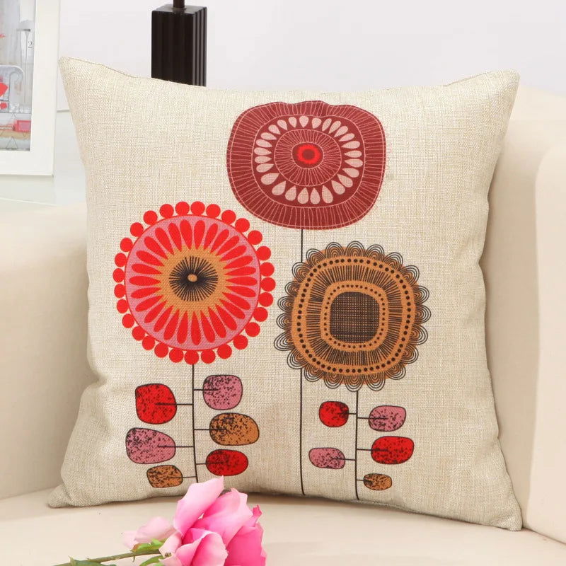 Fashion Cotton Linen Flower Pattern Throw Pillow Case Cushion Cover Seat Car Home Decor Sofa Bed Decorative Pillowcase Cojines - Slobuy