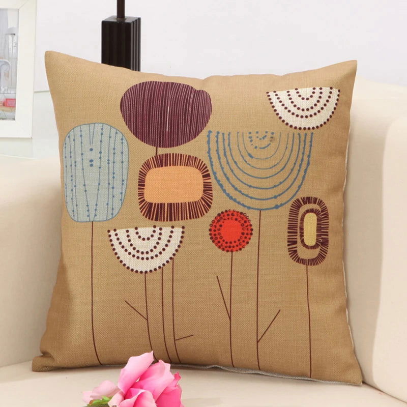 Fashion Cotton Linen Flower Pattern Throw Pillow Case Cushion Cover Seat Car Home Decor Sofa Bed Decorative Pillowcase Cojines - Slobuy