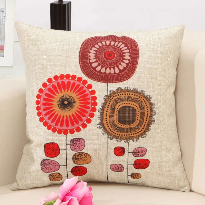 Fashion Cotton Linen Flower Pattern Throw Pillow Case Cushion Cover Seat Car Home Decor Sofa Bed Decorative Pillowcase Cojines - Slobuy