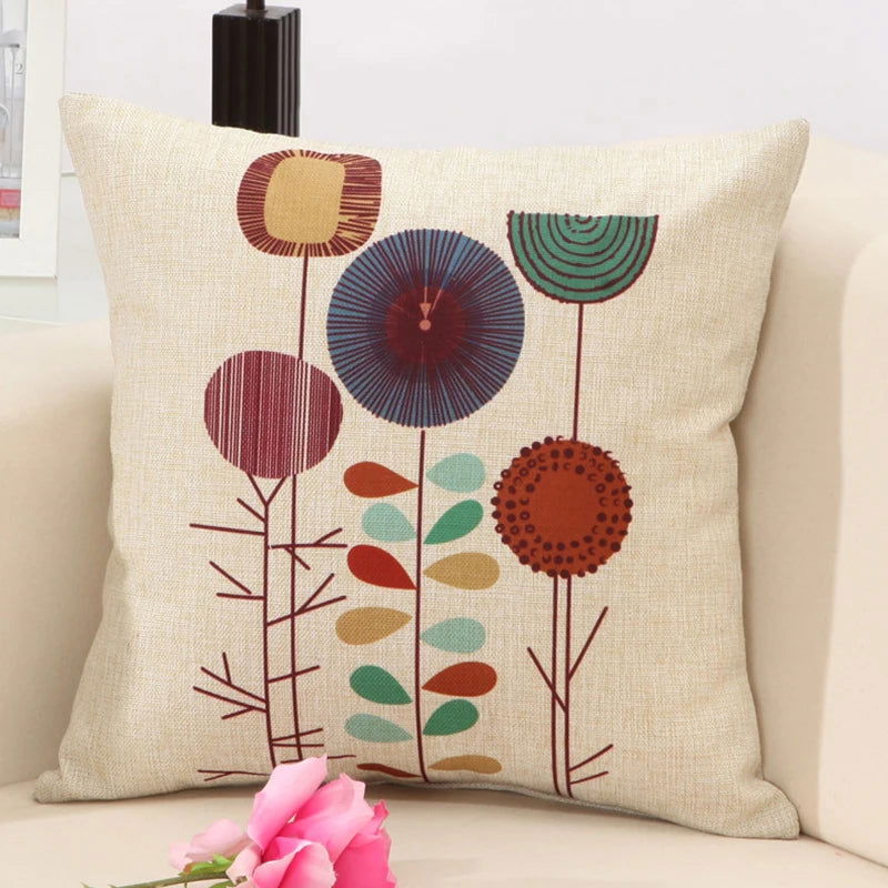 Fashion Cotton Linen Flower Pattern Throw Pillow Case Cushion Cover Seat Car Home Decor Sofa Bed Decorative Pillowcase Cojines - Slobuy