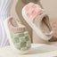Fashion Couple Winter Toe Wrap Warm Plaid Cotton Slippers Thick Soft Sole Slides Men Women Indoor Floor Flat Home Non-slip Shoes - Slobuy