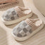 Fashion Couple Winter Toe Wrap Warm Plaid Cotton Slippers Thick Soft Sole Slides Men Women Indoor Floor Flat Home Non-slip Shoes - Slobuy