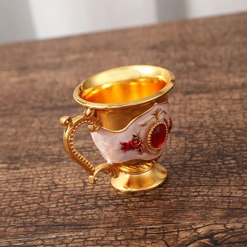 Fashion Europe and The United States Style Creative Home Metal White Wine Cup Alloy Pattern Gems Decorated Classical Wine Sets - Slobuy