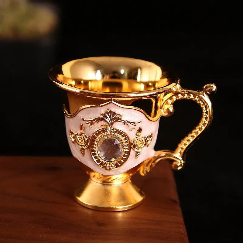 Fashion Europe and The United States Style Creative Home Metal White Wine Cup Alloy Pattern Gems Decorated Classical Wine Sets - Slobuy