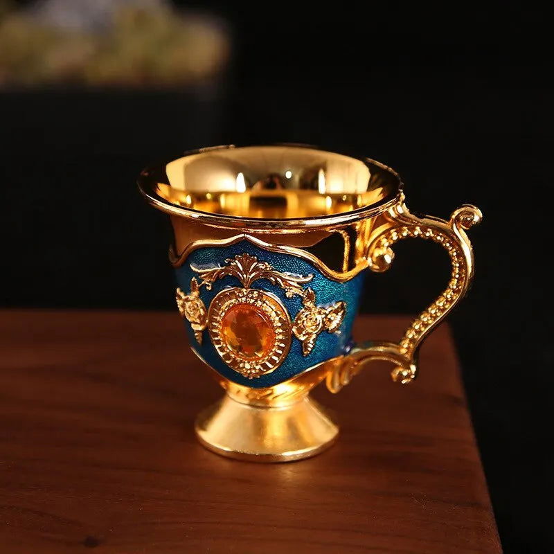 Fashion Europe and The United States Style Creative Home Metal White Wine Cup Alloy Pattern Gems Decorated Classical Wine Sets - Slobuy
