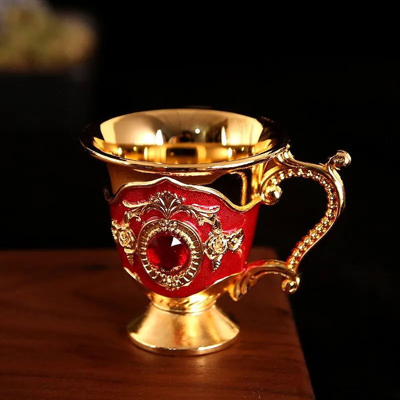 Fashion Europe and The United States Style Creative Home Metal White Wine Cup Alloy Pattern Gems Decorated Classical Wine Sets - Slobuy