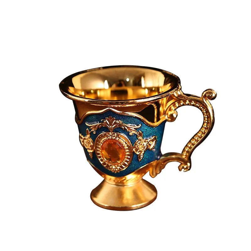 Fashion Europe and The United States Style Creative Home Metal White Wine Cup Alloy Pattern Gems Decorated Classical Wine Sets - Slobuy