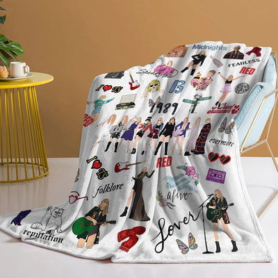 Fashion Girl Blanket Printed Throw Blanket Plush Fluffy Flannel Fleece Blanket Soft Throws for Sofa Couch and Bed - Slobuy