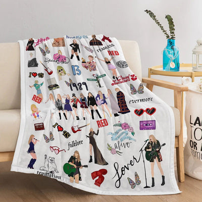 Fashion Girl Blanket Printed Throw Blanket Plush Fluffy Flannel Fleece Blanket Soft Throws for Sofa Couch and Bed - Slobuy