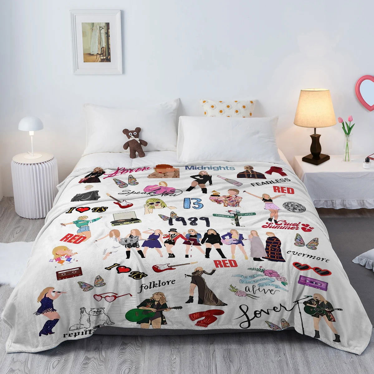 Fashion Girl Blanket Printed Throw Blanket Plush Fluffy Flannel Fleece Blanket Soft Throws for Sofa Couch and Bed - Slobuy