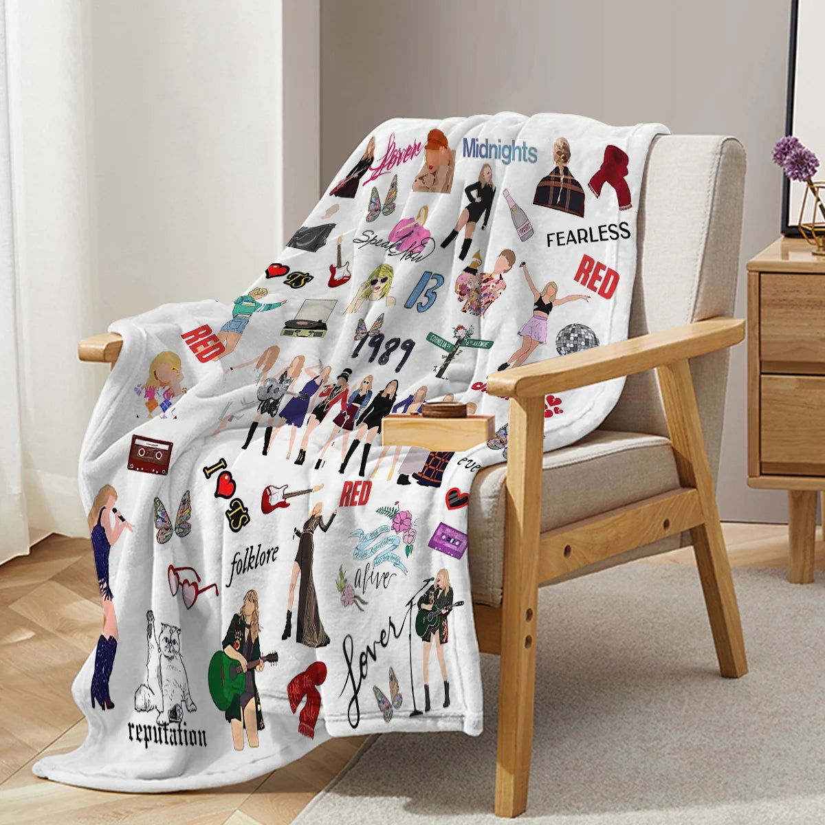 Fashion Girl Blanket Printed Throw Blanket Plush Fluffy Flannel Fleece Blanket Soft Throws for Sofa Couch and Bed - Slobuy