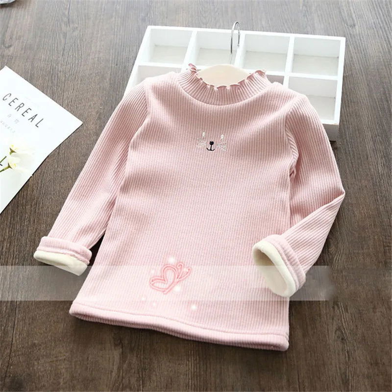Fashion Girls Sweaters 2023 New Winter Children Clothes Cartoon Kids Tops Warm Velvet Thick Kids Sweater Girls Outwear Sweater - Slobuy