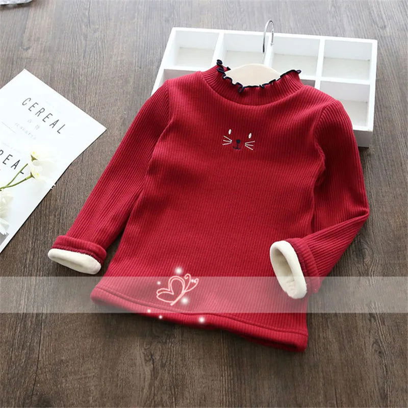 Fashion Girls Sweaters 2023 New Winter Children Clothes Cartoon Kids Tops Warm Velvet Thick Kids Sweater Girls Outwear Sweater - Slobuy