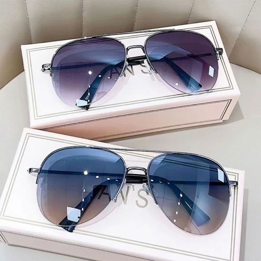Fashion Gradient Sunglasses for Men Big Frame Pilot Sun Glasses Design Anti-reflective Lunette De Soleil Homme UV400 (No Box) - Slobuy