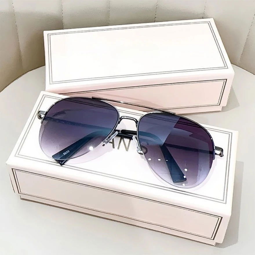 Fashion Gradient Sunglasses for Men Big Frame Pilot Sun Glasses Design Anti-reflective Lunette De Soleil Homme UV400 (No Box) - Slobuy