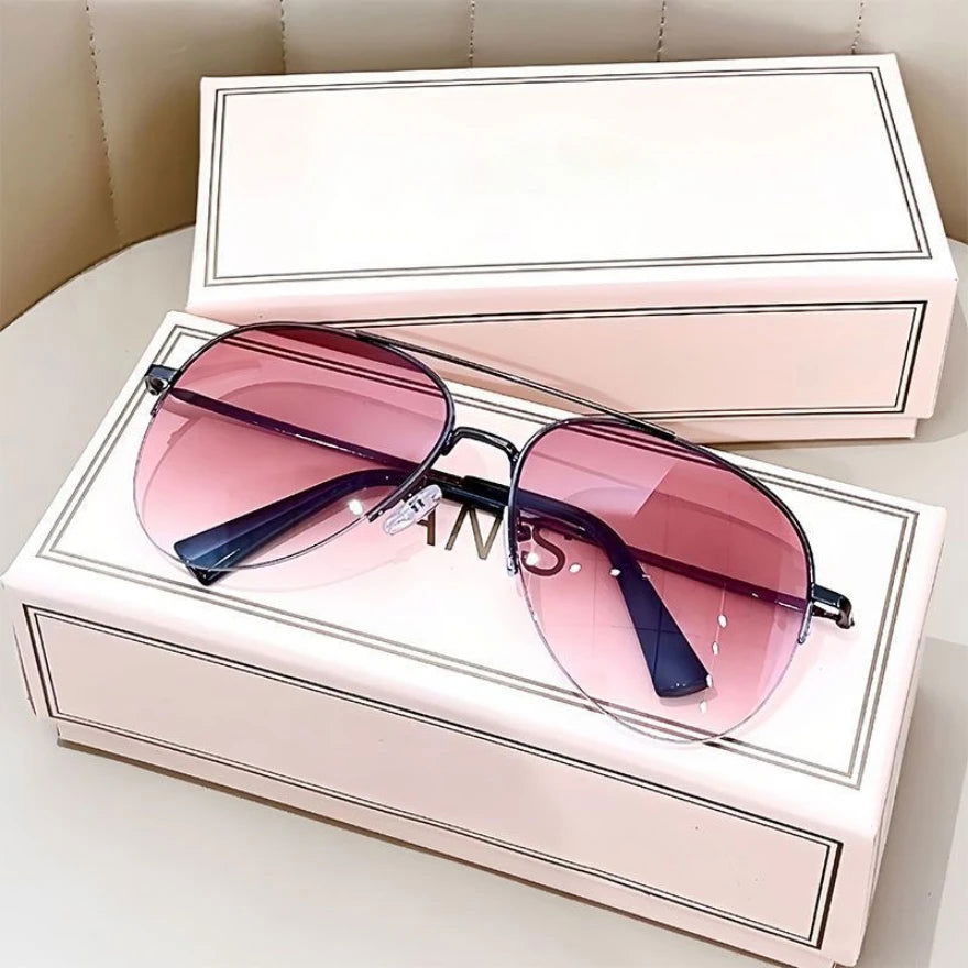 Fashion Gradient Sunglasses for Men Big Frame Pilot Sun Glasses Design Anti-reflective Lunette De Soleil Homme UV400 (No Box) - Slobuy