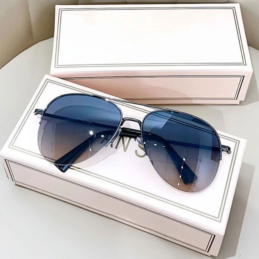 Fashion Gradient Sunglasses for Men Big Frame Pilot Sun Glasses Design Anti-reflective Lunette De Soleil Homme UV400 (No Box) - Slobuy