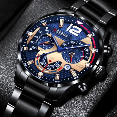 Fashion Mens Stainless Steel Watches Luxury Quartz Wristwatch Calendar Luminous Clock Men Business Casual Watch Reloj Hombre - Slobuy
