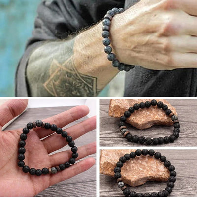 Fashion Natural Lava Stone Wooden Beads Energy Yogi Elastic Stand Bracelet Bangle For Men Accessorie Jewelry Valentine Gift - Slobuy