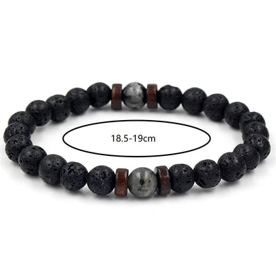 Fashion Natural Lava Stone Wooden Beads Energy Yogi Elastic Stand Bracelet Bangle For Men Accessorie Jewelry Valentine Gift - Slobuy