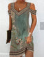 Fashion Party Dress For Women Summer Elegant Floral Printed Vintage Dress Casual Lady A-Line Dress - Slobuy