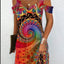 Fashion Party Dress For Women Summer Elegant Floral Printed Vintage Dress Casual Lady A-Line Dress - Slobuy