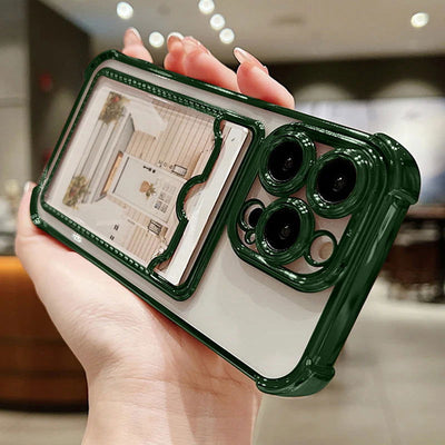 Fashion Plating Clear Wallet Phone Cases For Apple iPhone 15 14 13 12 11 Pro Max Plus Shockproof Cover Card Holder Accessories - Slobuy