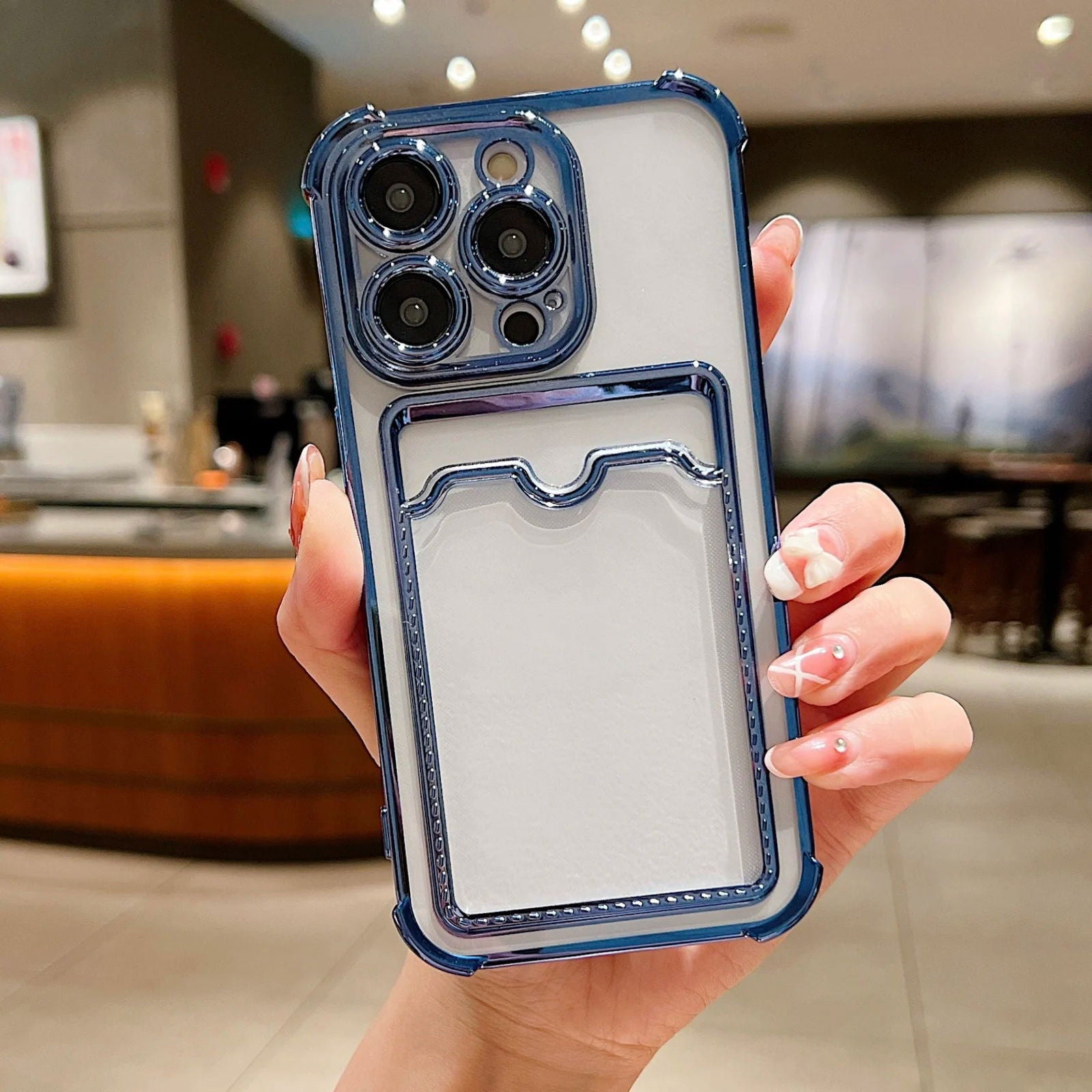 Fashion Plating Clear Wallet Phone Cases For Apple iPhone 15 14 13 12 11 Pro Max Plus Shockproof Cover Card Holder Accessories - Slobuy
