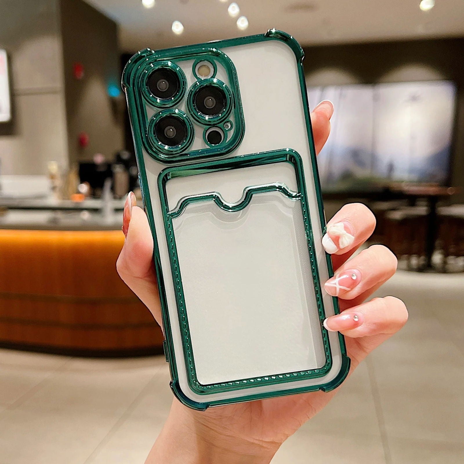 Fashion Plating Clear Wallet Phone Cases For Apple iPhone 15 14 13 12 11 Pro Max Plus Shockproof Cover Card Holder Accessories - Slobuy