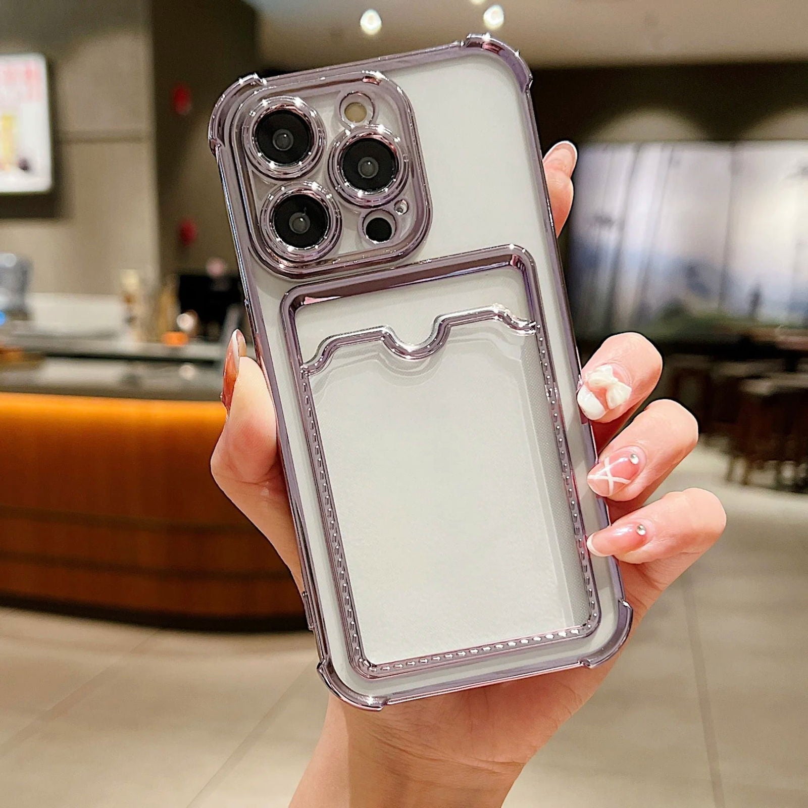 Fashion Plating Clear Wallet Phone Cases For Apple iPhone 15 14 13 12 11 Pro Max Plus Shockproof Cover Card Holder Accessories - Slobuy