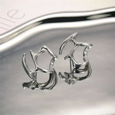 Fashion Punk Irregular Liquid Earrings Hip-Hop Personality Metal Hollow Earrings Clip Girls Party Jewelry Gifts Y2K Accessories - Slobuy