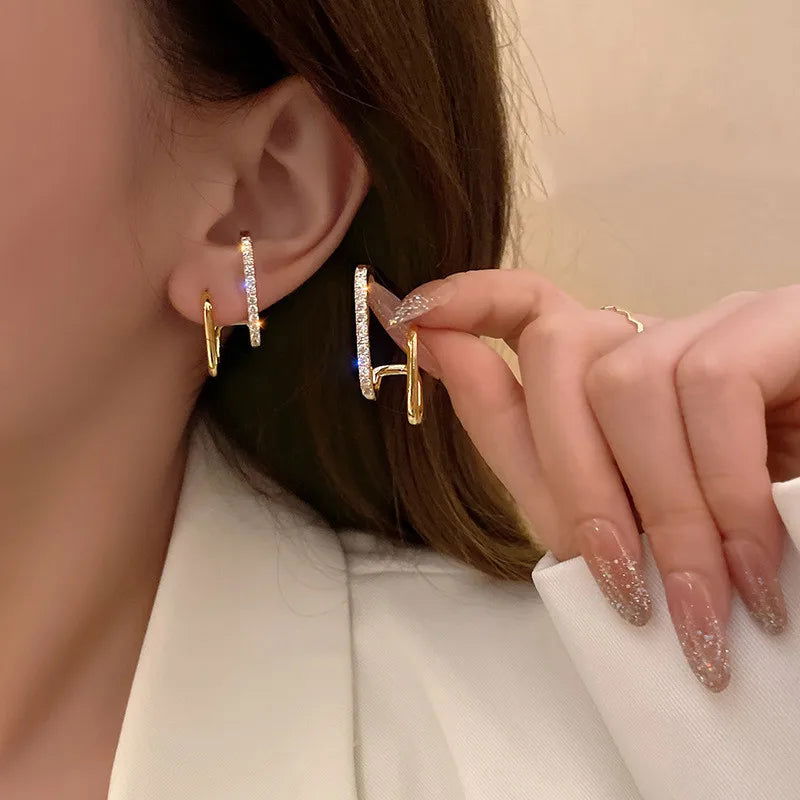 Fashion Punk Irregular Liquid Earrings Hip-Hop Personality Metal Hollow Earrings Clip Girls Party Jewelry Gifts Y2K Accessories - Slobuy
