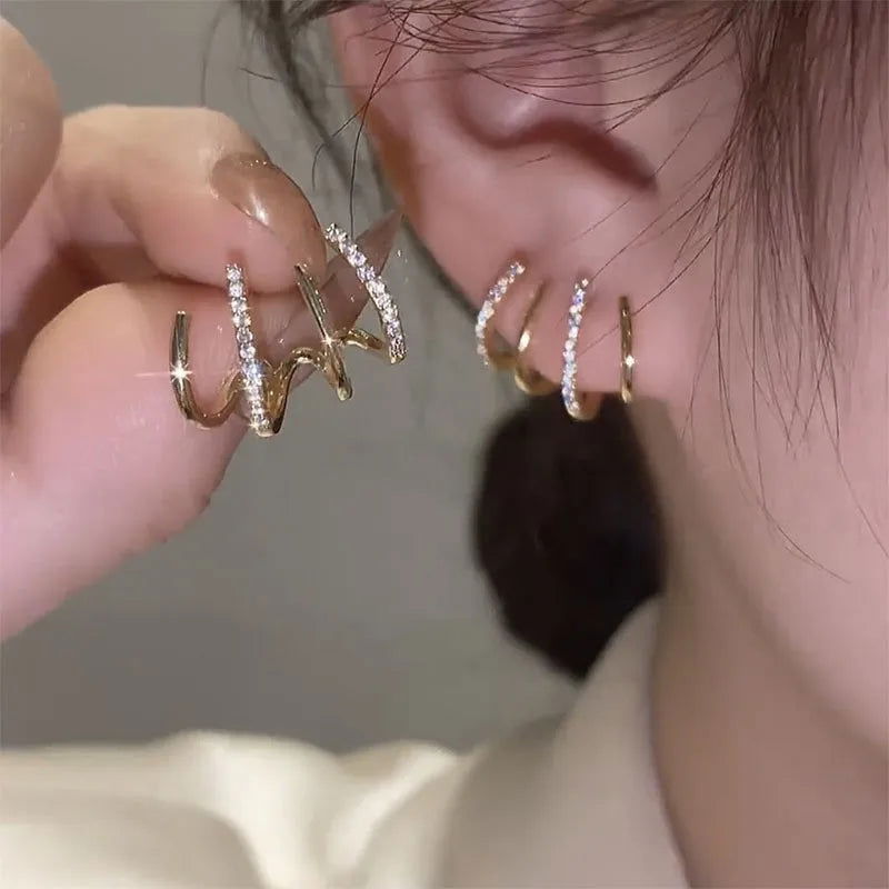 Fashion Punk Irregular Liquid Earrings Hip-Hop Personality Metal Hollow Earrings Clip Girls Party Jewelry Gifts Y2K Accessories - Slobuy