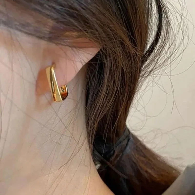 Fashion Punk Irregular Liquid Earrings Hip-Hop Personality Metal Hollow Earrings Clip Girls Party Jewelry Gifts Y2K Accessories - Slobuy