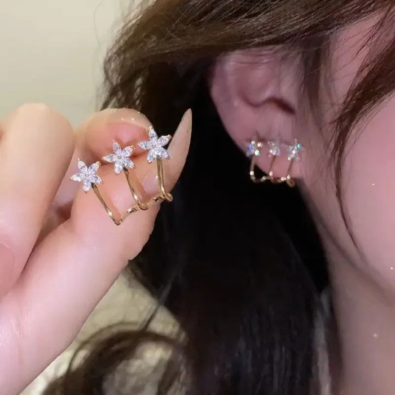 Fashion Punk Irregular Liquid Earrings Hip-Hop Personality Metal Hollow Earrings Clip Girls Party Jewelry Gifts Y2K Accessories - Slobuy