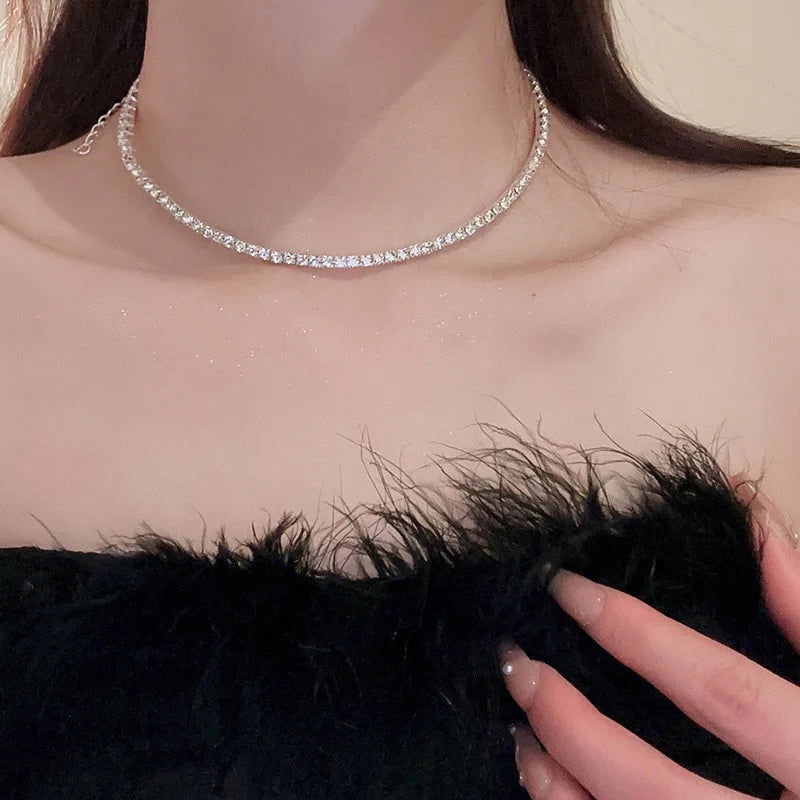 Fashion Rhinestone Heart Collar Choker Necklace for Women Simple Open Collar Necklace Torques Jewelry Accessories - Slobuy