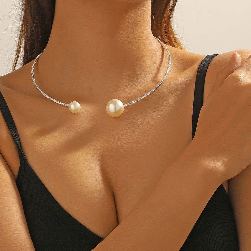 Fashion Rhinestone Heart Collar Choker Necklace for Women Simple Open Collar Necklace Torques Jewelry Accessories - Slobuy