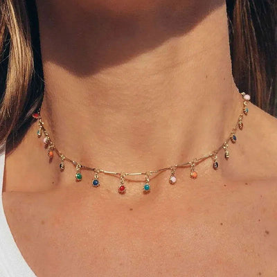 Fashion Simple Candy Color Tassel Necklace for Women Aesthetic All-match Pendant Jewelry Choker Neck Accessories Gift Chain - Slobuy