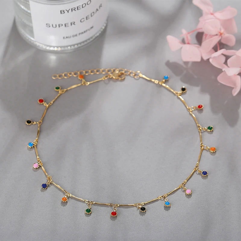 Fashion Simple Candy Color Tassel Necklace for Women Aesthetic All-match Pendant Jewelry Choker Neck Accessories Gift Chain - Slobuy