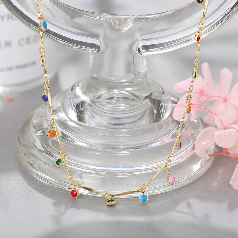 Fashion Simple Candy Color Tassel Necklace for Women Aesthetic All-match Pendant Jewelry Choker Neck Accessories Gift Chain - Slobuy