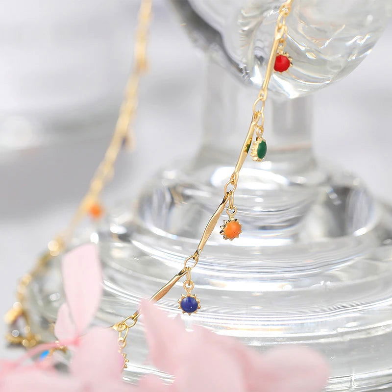 Fashion Simple Candy Color Tassel Necklace for Women Aesthetic All-match Pendant Jewelry Choker Neck Accessories Gift Chain - Slobuy