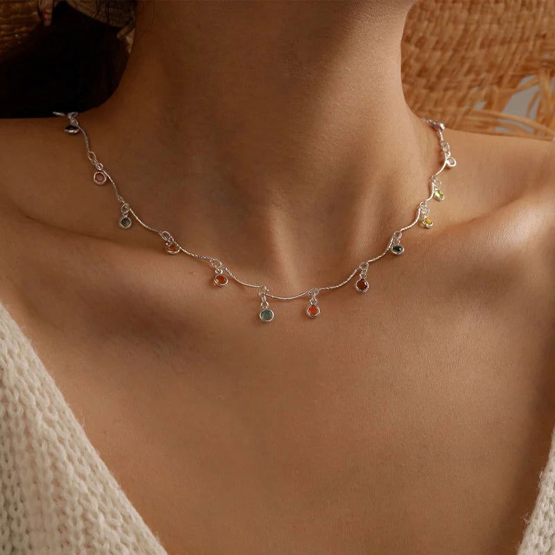 Fashion Simple Candy Color Tassel Necklace for Women Aesthetic All-match Pendant Jewelry Choker Neck Accessories Gift Chain - Slobuy