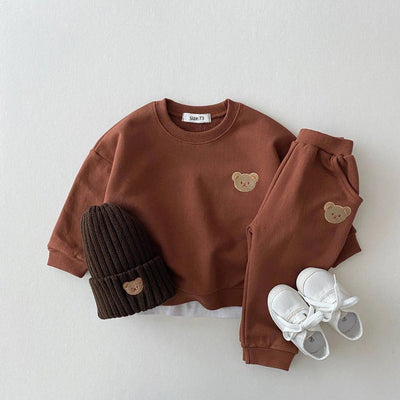 Fashion Toddler Baby Boys Girl Fall Clothes Sets Baby Girl Clothing Set Kids Sports Bear Sweatshirt Pants 2Pcs Suits Outfits - Slobuy